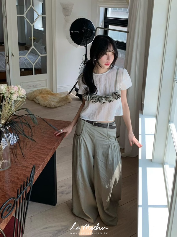垂墜涼感高腰寬褲